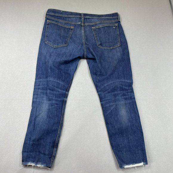 Rag & Bone Womens Distressed Dre Capri Jeans Size 33 Blue Raw Hem Deville Wash - Picture 2 of 14